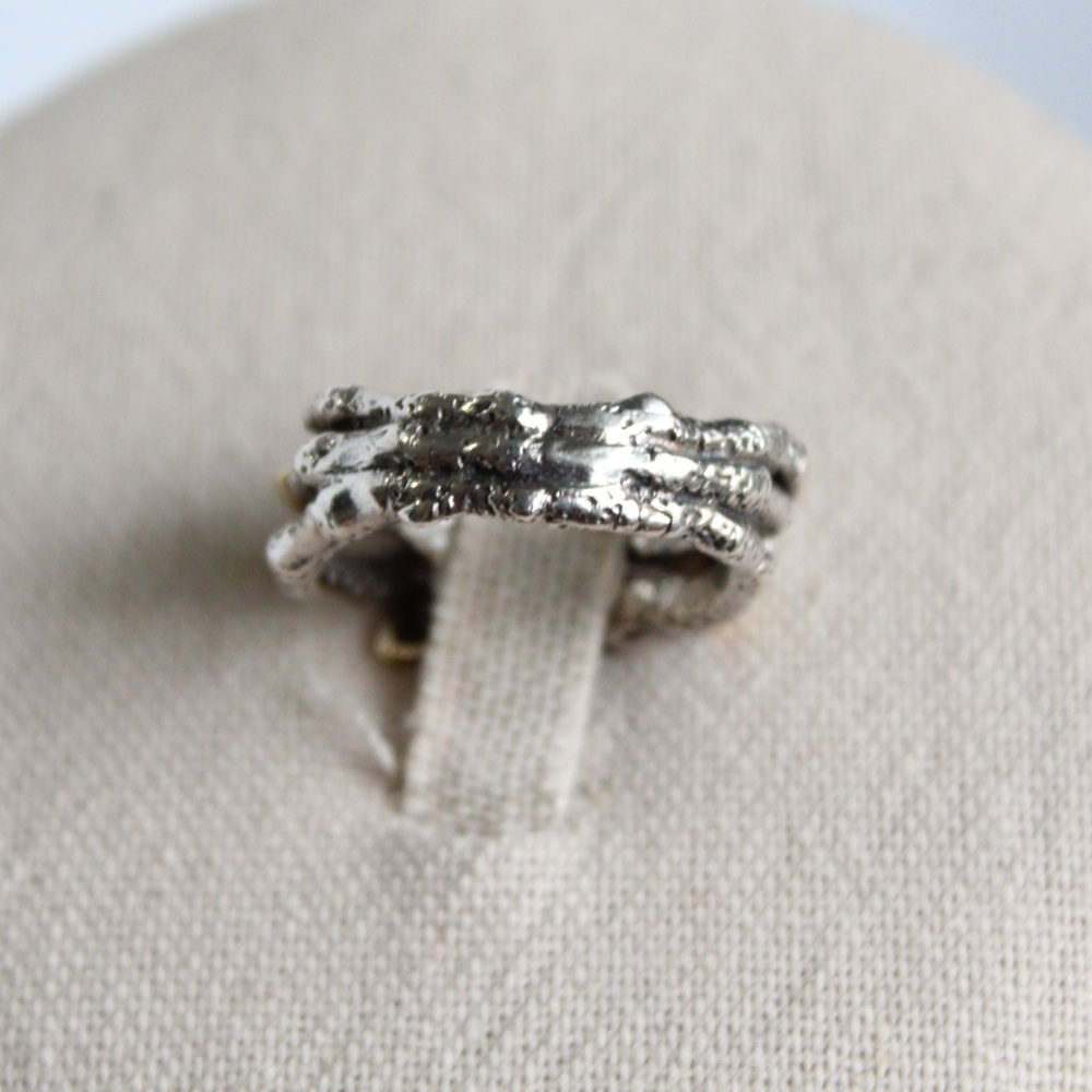 Stephen Dweck Diamonds Sterling Silver & Gold Triple Branch Ring Size 8 - Picture 7 of 11